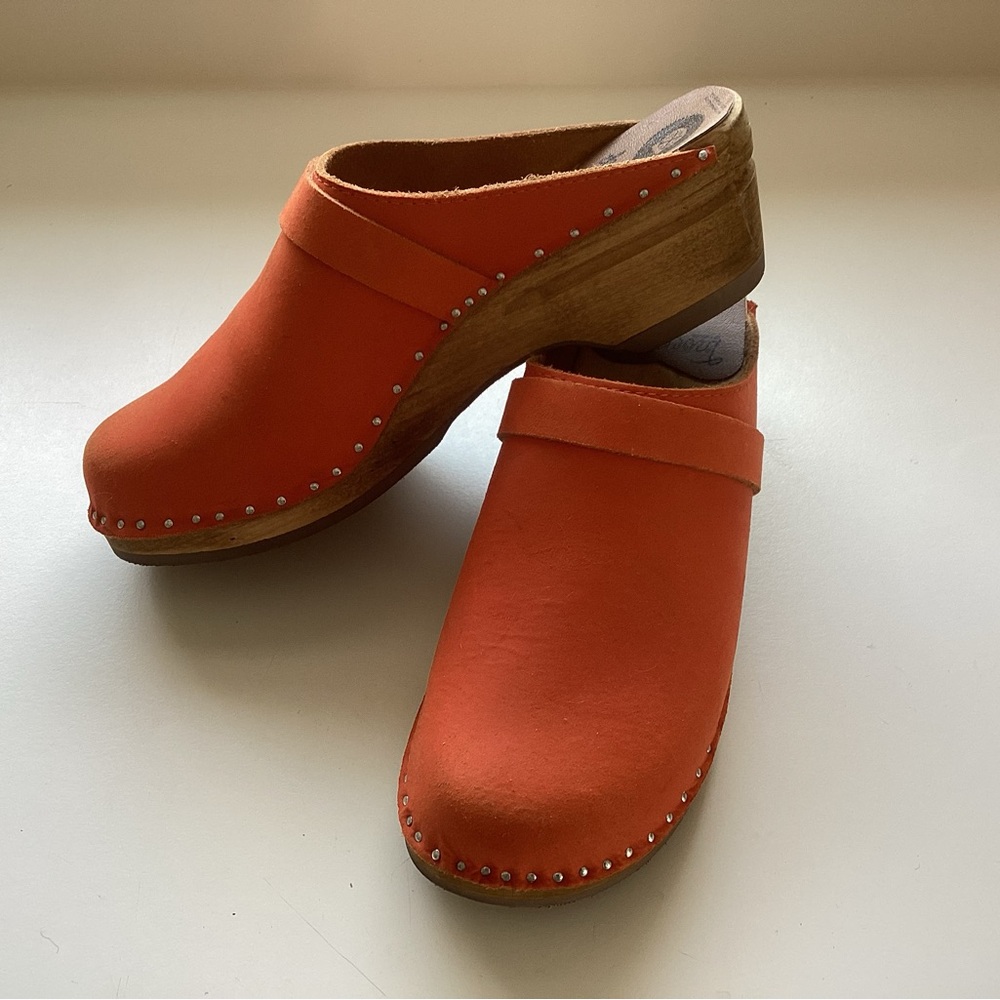 Orange Leather Clogs - Picture 3 of 6